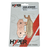 Front left-hand disc brake pad set of two, Hyper sintered pads for Kawasaki Mule Pro-MX/Pro-DX UTV, 2016–2023.