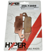 Front-right disc brake pad set (2) in Hyper packaging for Yamaha YFM550/YFM700 ATV; copper sintered pads.