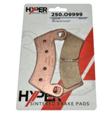 Front disc brake pads pair by Hyper, copper-colored sintered pads in blister pack for ATV/UTV