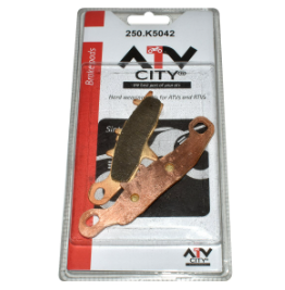 Front right-hand disc brake pad set for ATVs, copper-colored pads, two-piece, by ATV City