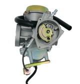 Carburetor assembly for Suzuki LTF250 Ozark ATV by ATV City, complete carb with metal body and black hoses.