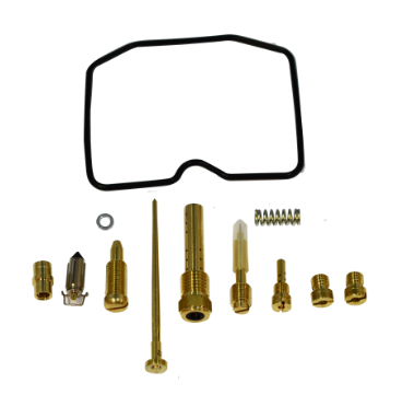 Carburetor Repair Kit for Kawasaki KVF300 Brute Force ATV by ATV City; brass fittings, gasket, needle, pins, springs.