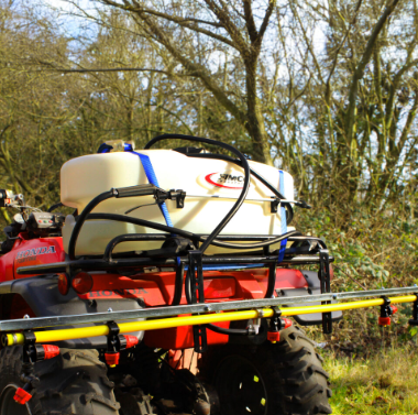 Hyper Diverse Boom Quick Release 1.5m–4.5m sprayer boom on a tractor; yellow boom with white tank
