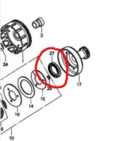 One-Way Clutch Bearing; exploded view diagram with circled part 27 in an ATV clutch assembly.