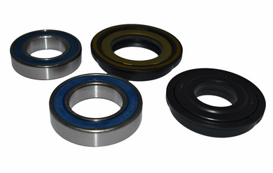 Front wheel bearing kit with four metal bearings featuring blue seals and a black seal for Kubota RTV series.