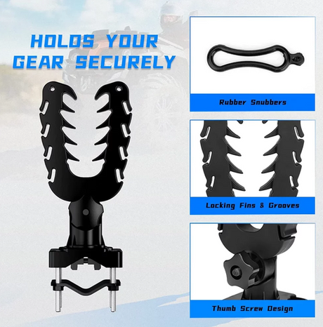 Gun Rack Graspur Single for Can-Am Outlander, black metal with rubber snubbers and thumb screw design