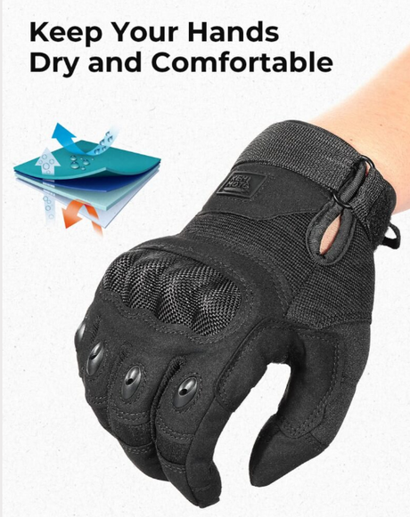Motorcycle Gloves – Black (Medium) by DGT Agri, tactical gloves with knuckle protection.