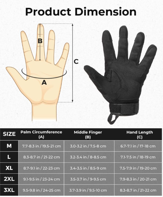 Motorcycle / Tactical Gloves – Black (Medium)