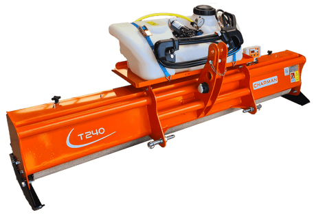 Chapman T240 Tractor-Mounted Weed Wiper with orange frame and white reservoir, 2.4m, CAT 1 & 2