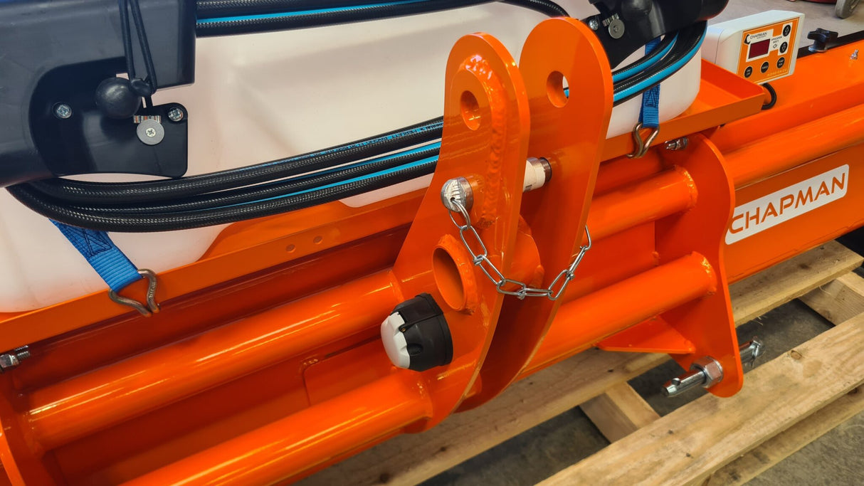 Chapman T240 tractor-mounted weed wiper with brush roller, 2.4m CAT 1–2, orange frame