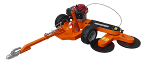 Chapman TS600 Pro ATV Trailed Strimmer with twin pivoting heads, orange frame and Honda 13hp engine