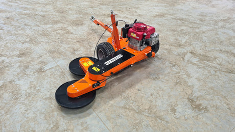 Chapman TS600 Pro ATV Trailed Strimmer with twin pivoting heads, Honda 13hp engine, orange frame and discs