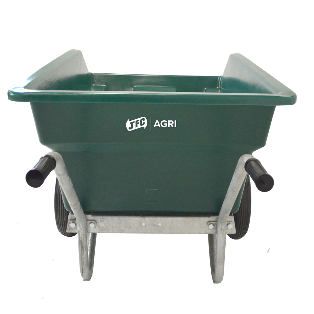 JFC Agri 400L tipping wheelbarrow, green, dual pneumatic wheels, large capacity