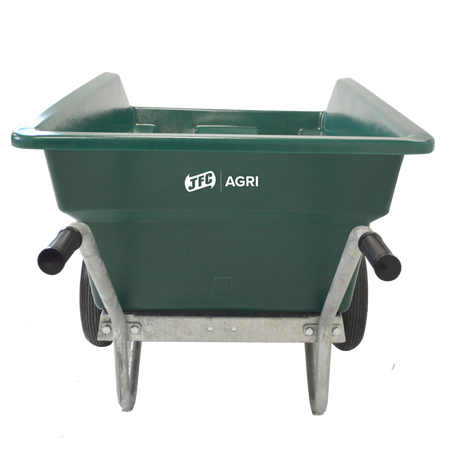 JFC Agri 400L tipping wheelbarrow, green, dual pneumatic wheels, large capacity