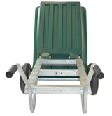 JFC Agri 400L tipping wheelbarrow with green bed and pneumatic wheels