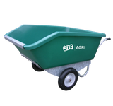 JFC Agri 500L tipping wheelbarrow, green with two pneumatic wheels