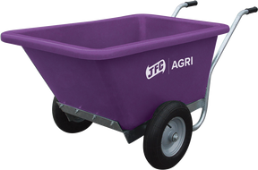 JFC Agri Twin Wheeled Farm Barrow, purple 250L capacity with UV resistant body and pneumatic wheels