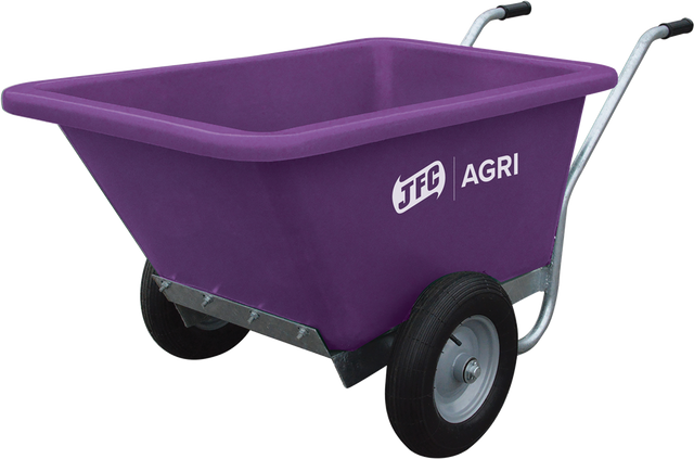 JFC Agri Twin Wheeled Farm Barrow, purple 250L capacity with UV resistant body and pneumatic wheels