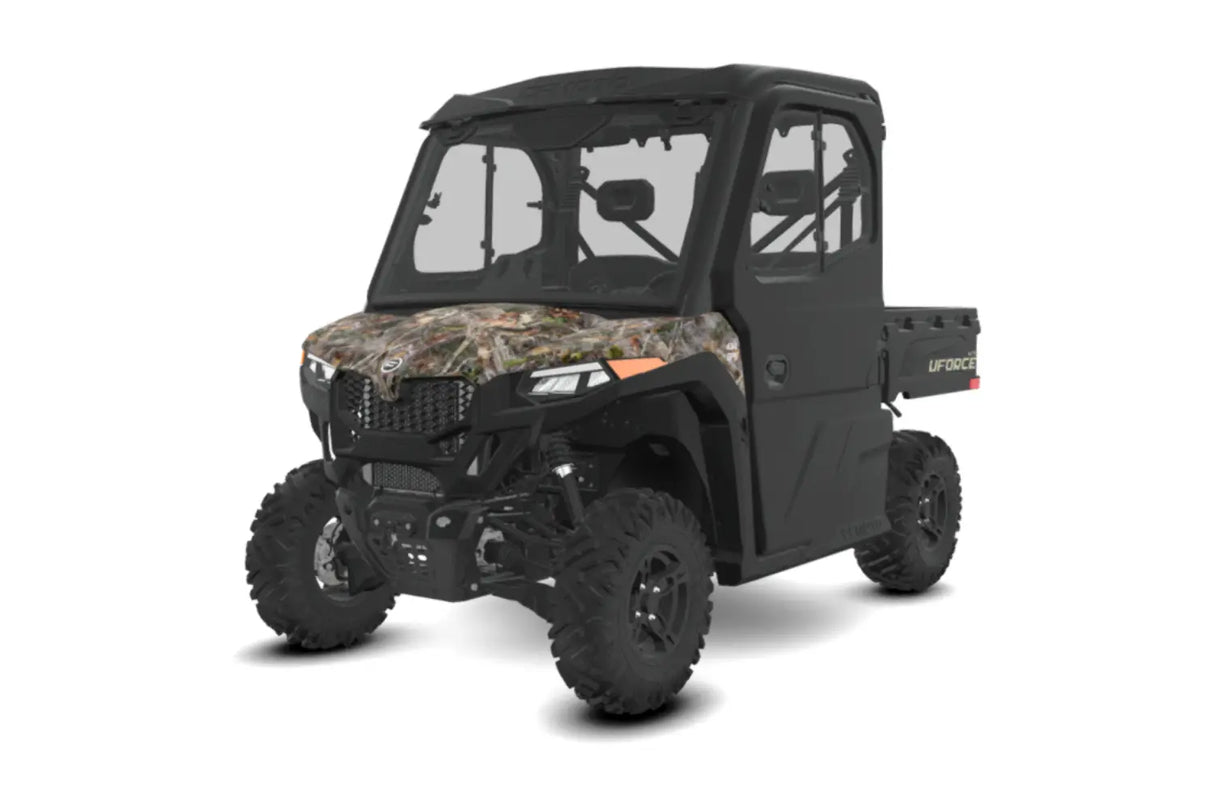 CFMOTO UFORCE 600 Highland 4x4 UTV with full cab and camouflage hood