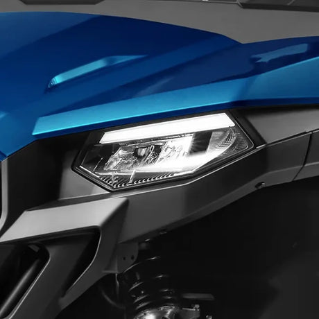 CFMOTO UFORCE 600 Highland blue UTV front view with headlight, 4WD, EPS