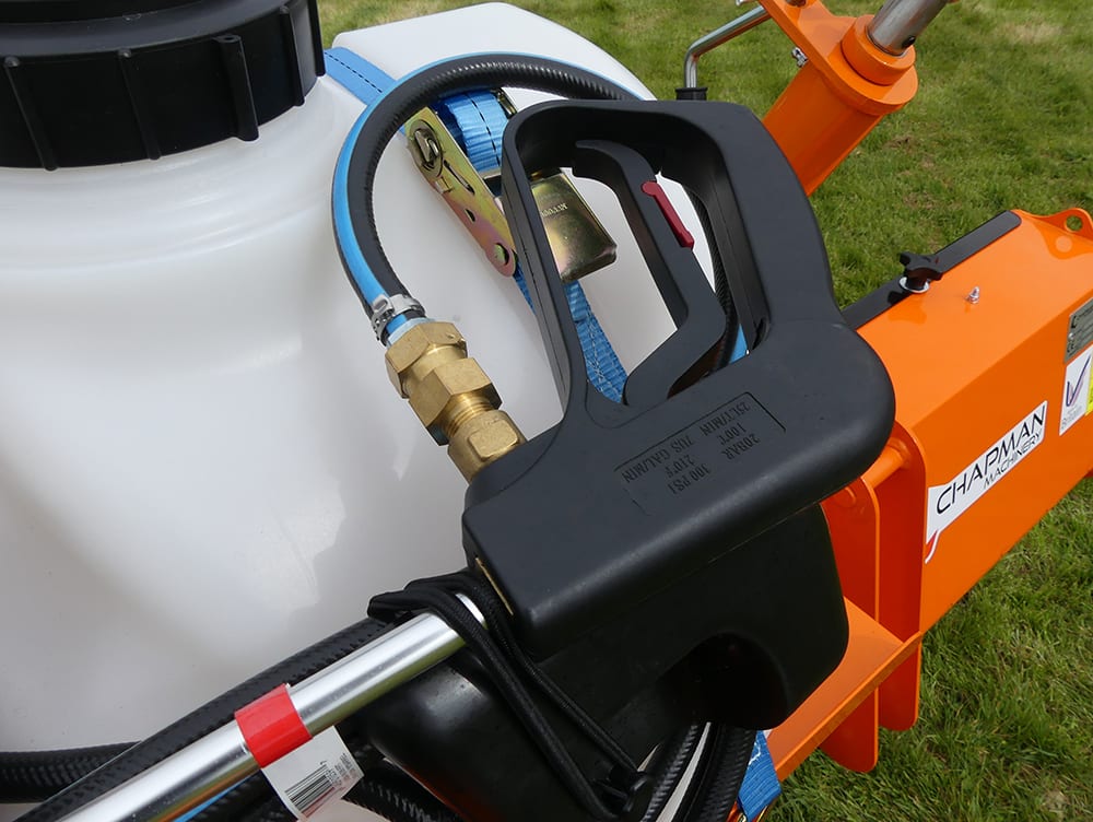 Chapman T240 tractor-mounted weed wiper with brush roller, 2.4m, CAT 1 & 2, orange frame