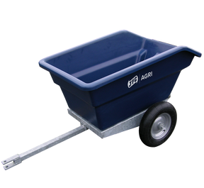 JFC Agri 250L blue ATV tipping trailer with galvanised frame