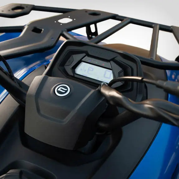 CFMOTO CForce 450 Agri 4WD ATV cockpit with digital gauge, hunter green body