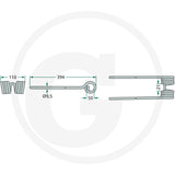 Granit rotary tedder tine, pack of 10; technical diagram shows 394 mm length and Ø9.5 mm diameter