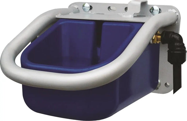 JFC Agri Dumpy Tip Over Drinker Blue drinking bowl for livestock with galvanised frame