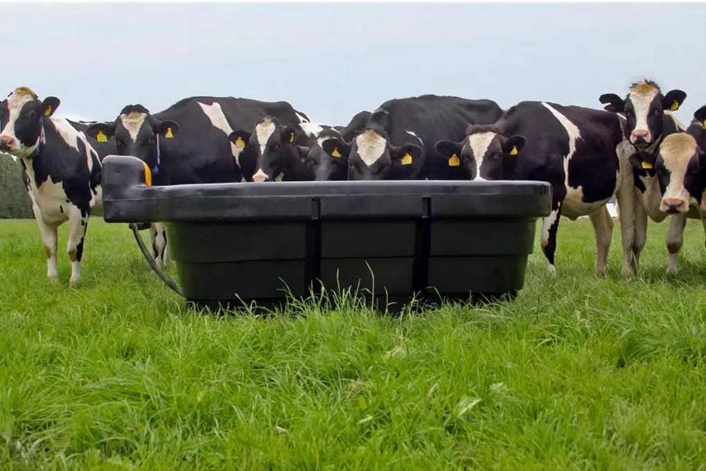 JFC Agri 1000L oval fast-fill water trough in black for livestock cattle.