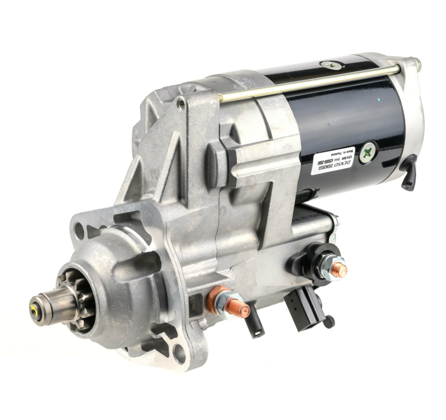 Denso gear reduction starter motor, 12V 4.8kW, silver/black finish for Cummins tractor