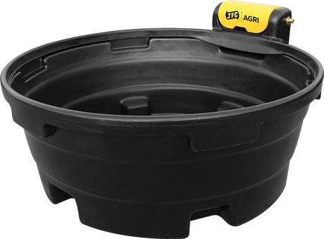 Water trough, circular 871L fast-fill, black, JFC Agri, 360° livestock access