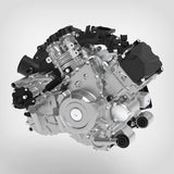 CFMOTO ATV engine block with silver finish and V-twin layout.