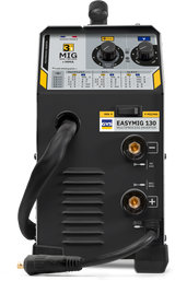 GYS EasyMIG 130 multiprocess inverter welder in black with MIG/MAG controls and cables