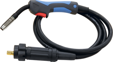 GYS EasyMIG 150 welding torch with accessories, blue-gray ergonomic handle and red trigger