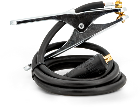 GYS EasyMIG 150 welder grounding clamp with black cable and brass connectors