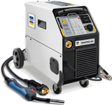 GYS SmartMIG 162 welder with attached torch; compact 2-in-1 MIG gas/no-gas unit and control panel.