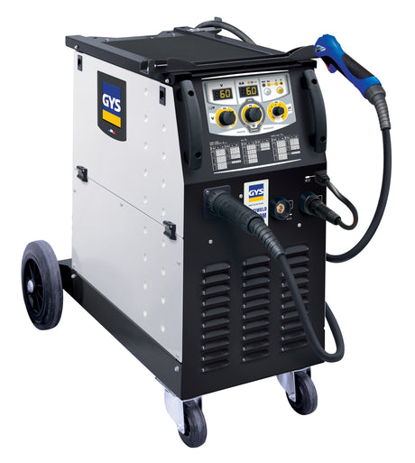 GYS Multiweld FV 220M welder on a wheeled cart with blue welding torch