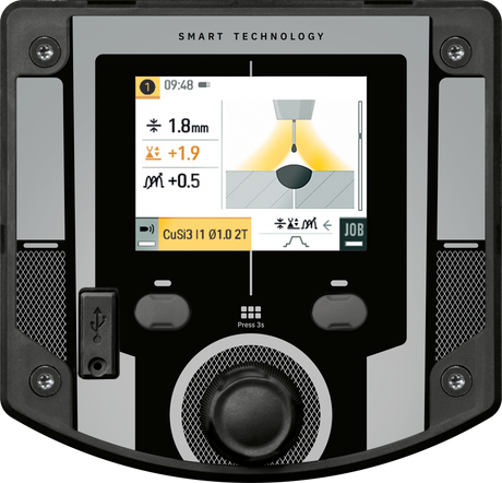 GYS Kronos 400T W welder display panel showing smart technology icons