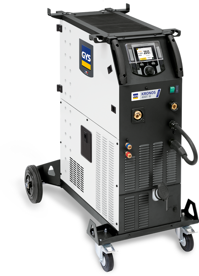 GYS Kronos 400T W welder on a wheeled cart with digital display panel