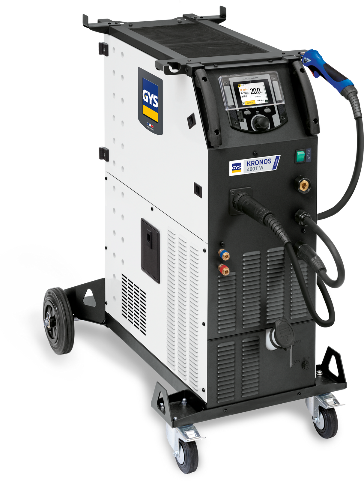 GYS Kronos 400T W welder with accessories on wheeled cart