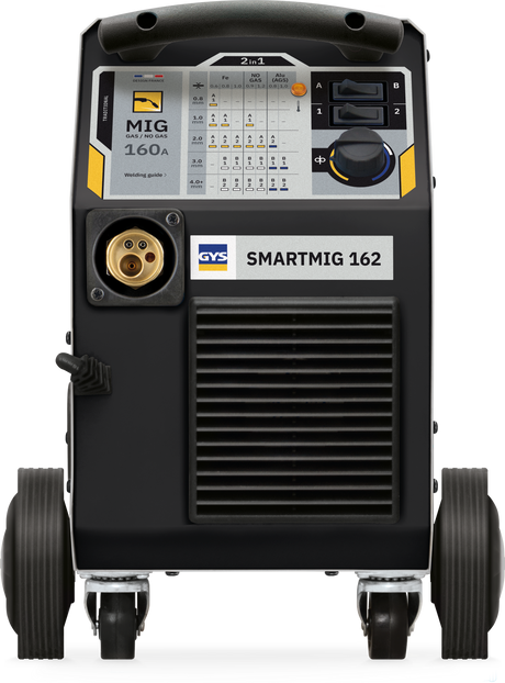GYS SmartMIG 162 welder, black portable MIG welder with control panel and wheels
