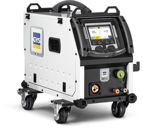 GYS WF 51 wire feed unit for welding with wheeled stand and digital control panel.