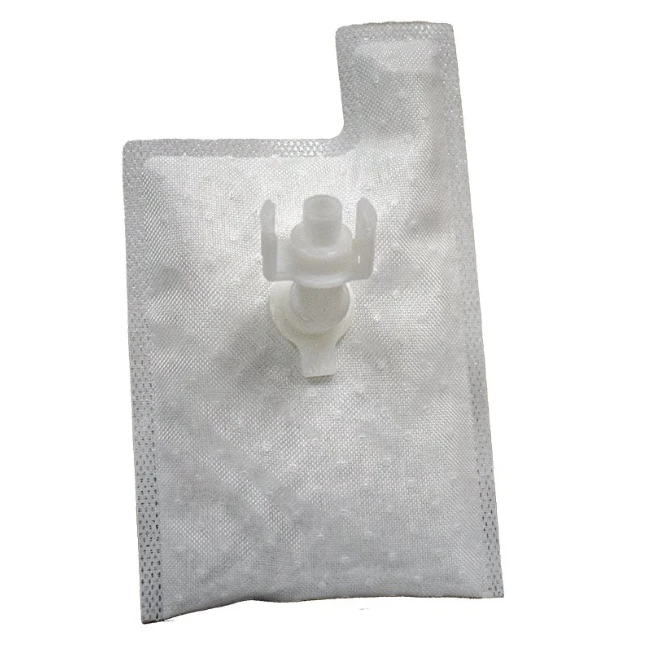 Fuel filter for Yamaha YFM450 Kodiak ATV by ATV City; gray mesh bag with white plastic connector, fits 2018–2023