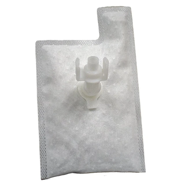 Fuel filter for Yamaha YFM450 Kodiak ATV by ATV City; gray mesh bag with white plastic connector, fits 2018–2023