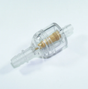 Nylon inline fuel filter, clear housing, 2in length, 1/4in fittings