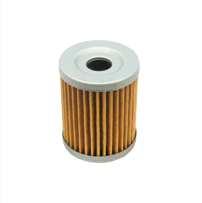 Oil filter for Suzuki LT160/LT250/LT300 and Arctic Cat ATV 250–300, brown pleated element, spin-on.