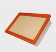 Segway 570 AT6 Snarler air filter with orange frame and pleated white media.