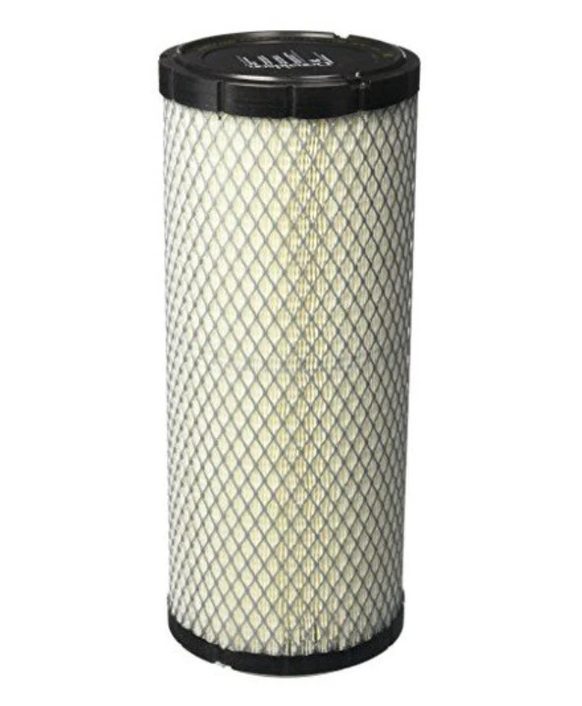 Kubota RTV900 diesel air filter OEM HH950-93230 by ATV City; cylindrical white pleated filter with black end caps