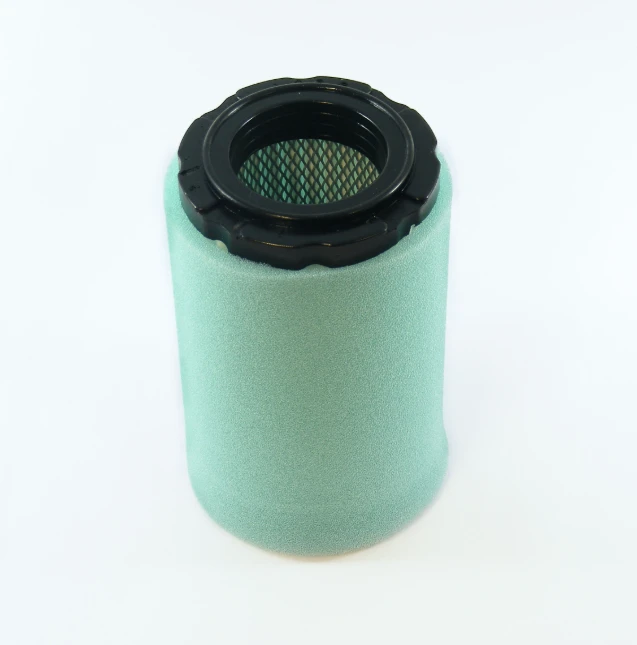 Air filter for Yamaha YFM250 Bruin/Beartracker/Big Bear ATV models 1987–1999; green foam cartridge with black plastic end cap.